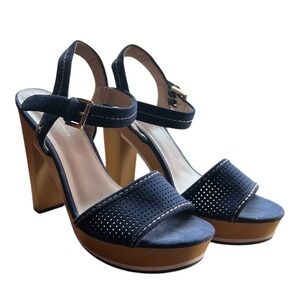 Tommy Hilfiger Weslee Blue Suede Platform Block Heel Sandals Mens 9M